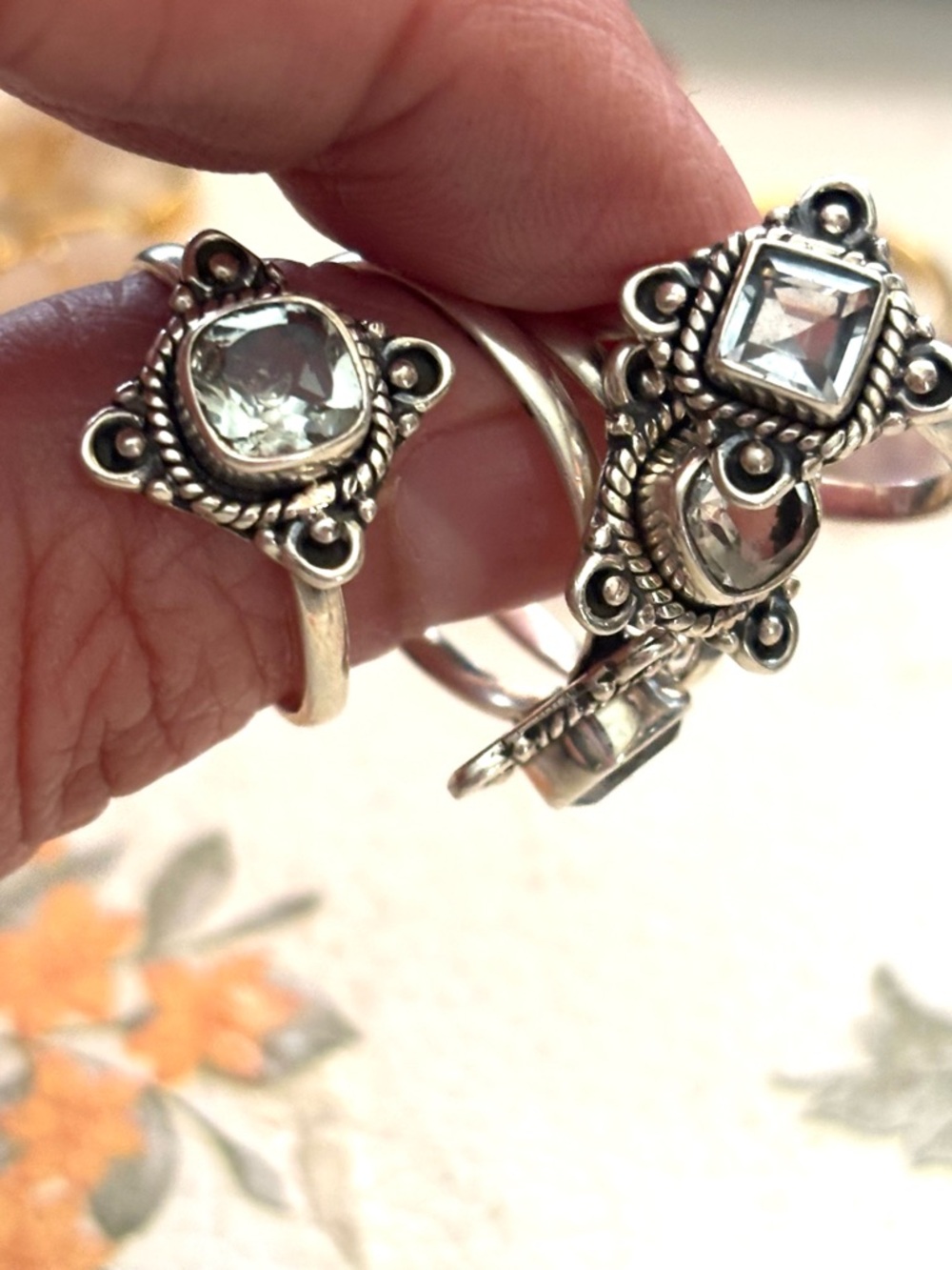 Firm price 925 Sterling Silver Natural gemstone 2 size 8, 1 size 9, 1 size 6